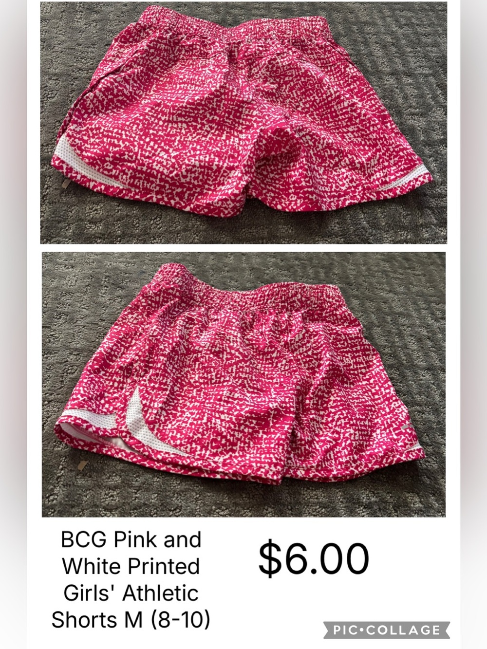 bcg Pink & White Printed Girls' Athletic Shorts